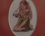 Картина вышитая  мелким крестиком «Девочка-ангел», Рама 180х240